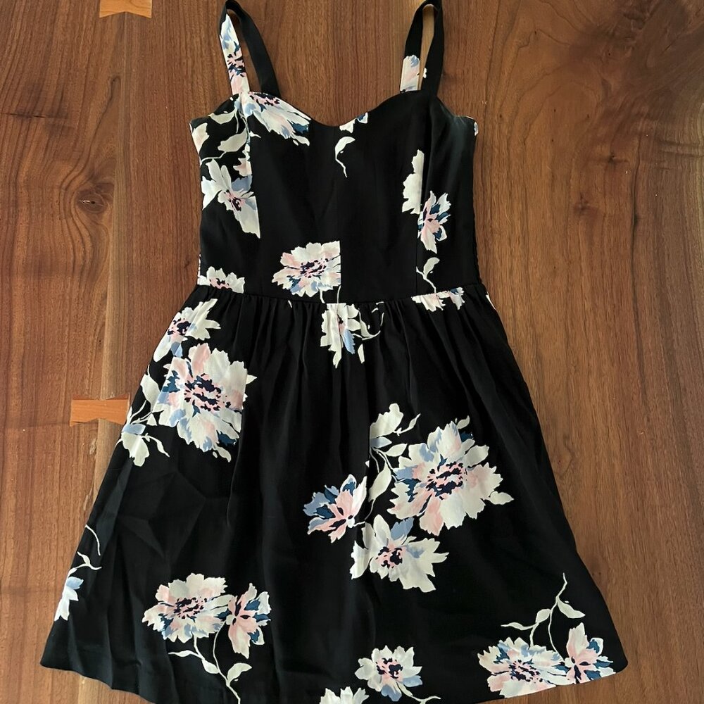 Joie Women's Silk Floral Sundress – Size XS, Black with Pastel Blue, Pink, Ivory